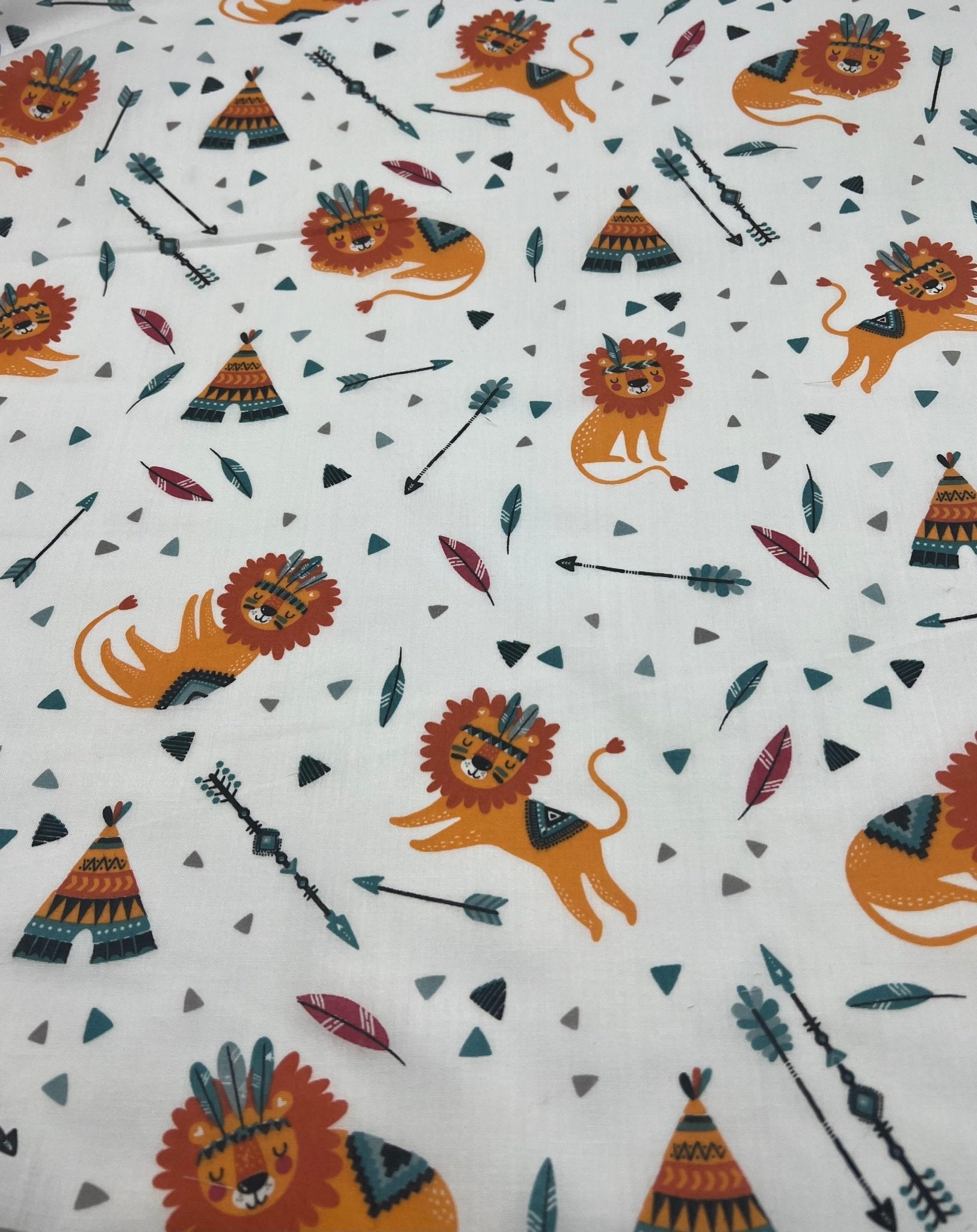 Sleepy Lions Printed Poly Cotton 90 GSM 80/20 44 Inch Non Stretch - T9 Fabrics